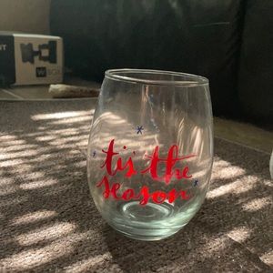 Stemless Christmas wine glass